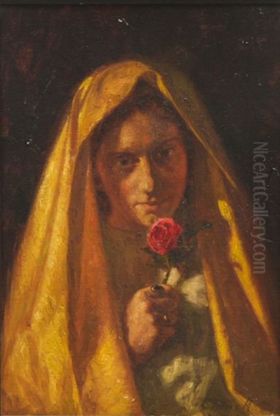 Ung pige med rose. - view 1