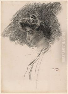 Bust of a Young Woman in Profile by Giovanni Boldini