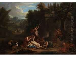 The shepherd Paris presents the golden apple to Aphrodite