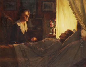 Visiting the patient. by Cilius Andersen