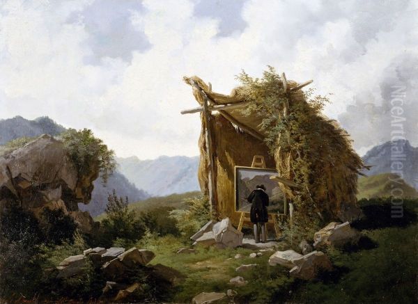 Artists in countryside - view 1