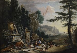 Landscape with Herders and Ruins by Philips Augustijn Immenraet
