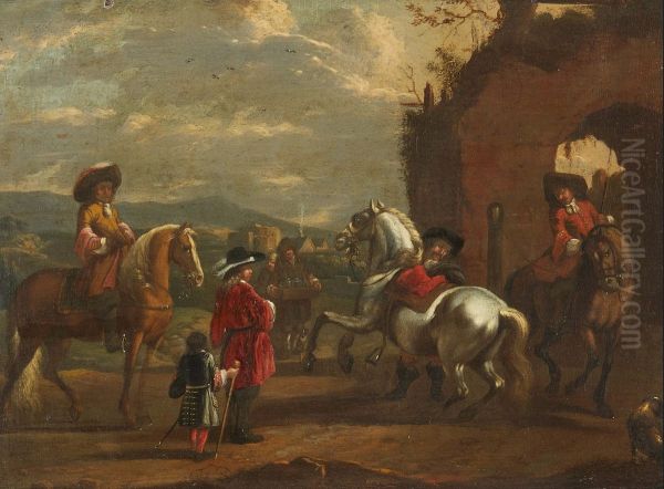 Landscape with riders and a hawker - view 1