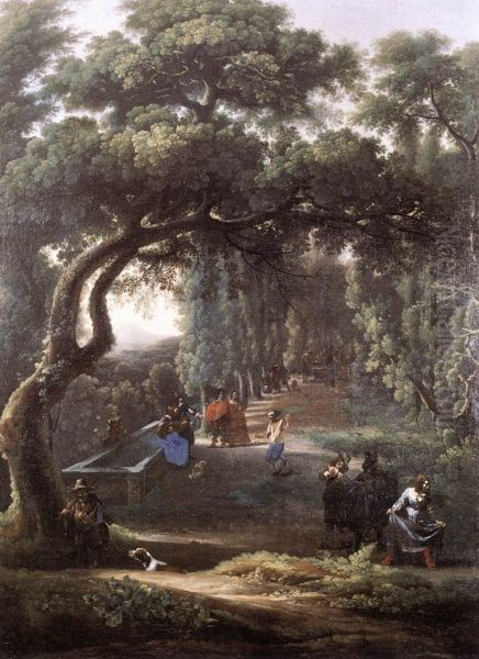Figures in a Tree-lined Avenue - view 1