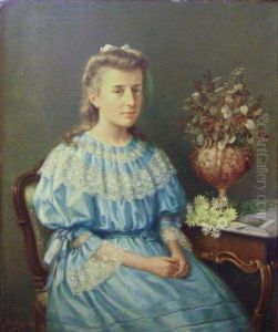 Portrait De Jeune Femme En Robe Bleue