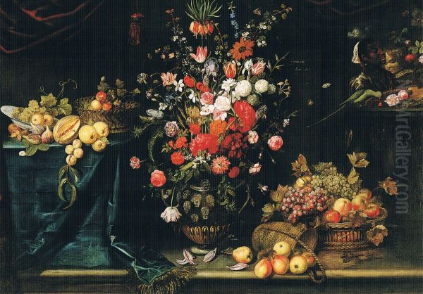 Still life of Flowers and Fruit - view 1