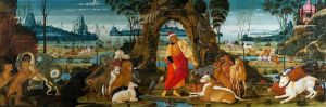 Orpheus playing among the animals, spaliera.