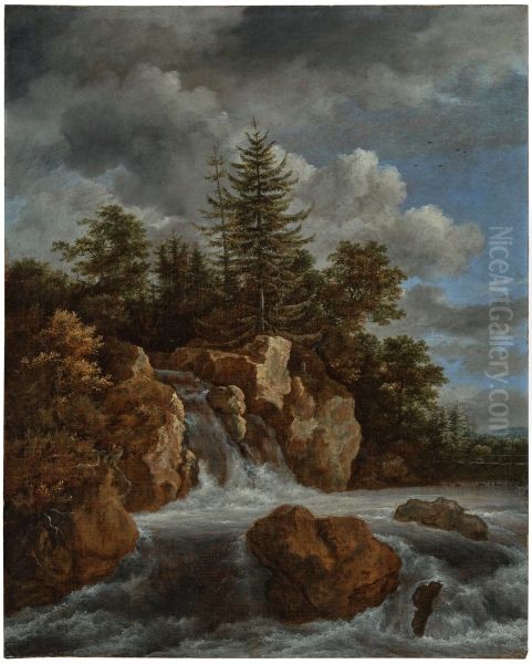 A wooded landscape with a waterfall - view 1