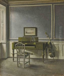Interior. The Music Room, Strandgade 30 by Vilhelm Hammershoi