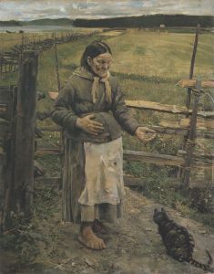 Old Woman With a Cat by Akseli Valdemar Gallen-Kallela