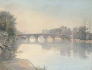 Skumring over Seinen ved Pont Neuf i Paris.