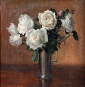 Opstilling med paeoner. by Wilhelm Andersen