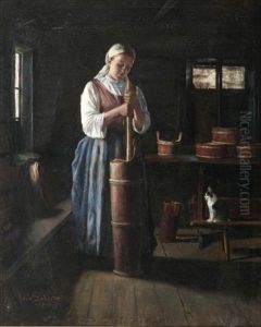 Peasant Girl and a Cat
