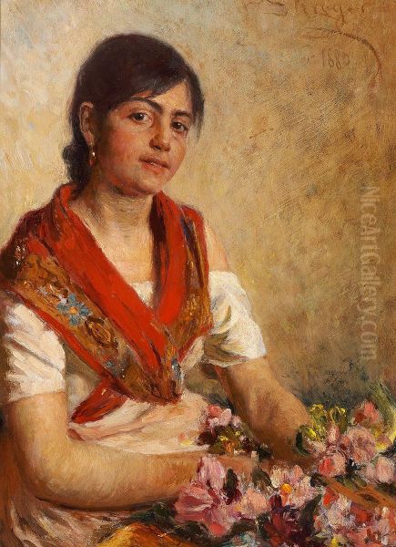 Nannina, a flower seller from Naples. Study. - view 1