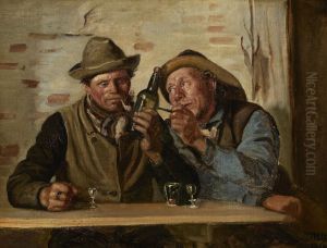 Two fishermen of Skagen enjoying a smoke and a drink at the inn. Two fishermen of Skagen enjoying a smoke and a drink at the inn.