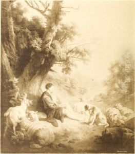 Pastoral scene with a shepherd