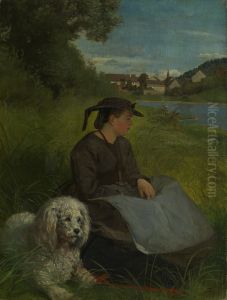 Agathe mit weissem Hund Agathe mit weissem Hund
