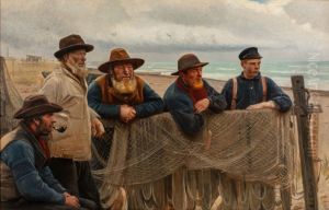 Fiskere ved stranden. Fiskere ved stranden.