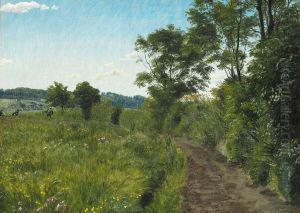 Summer landscape with harvesters by P. C. Skovgaard