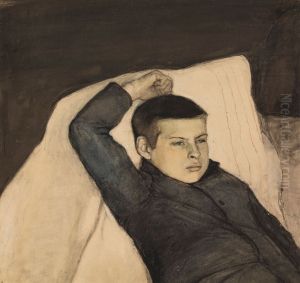 Liggande gosse ; Vilande gosse (Svart gosse) by Magnus Enckell