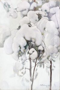 Snow-Covered Pine Saplings by Pekka Halonen