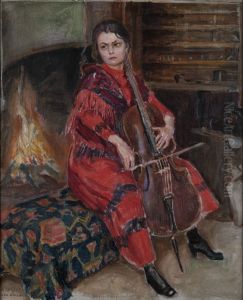 Kirsti Playing the Cello by Akseli Valdemar Gallen-Kallela