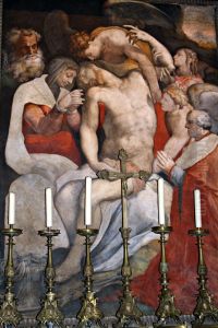Compianto per Cristo con il cardinale Johann Albrecht di Brandenburgo by Francesco Salviati