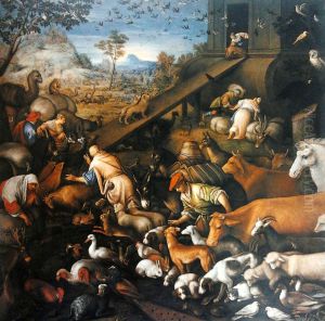 Animals entering Noah's Ark. by Leandro Bassano