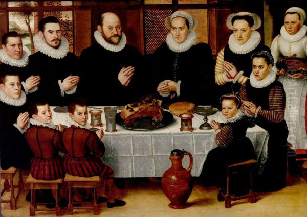 A Family Saying Grace before a Meal - view 1