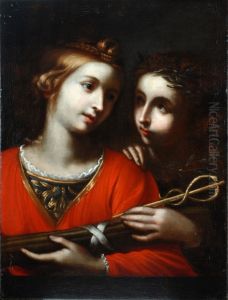 Dos mujeres con caduceo y fasces by Simone Pignoni