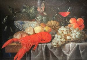 A Lobster with Fruit in a Wan-li Dish on a Partially Draped Table by Cornelis De Heem