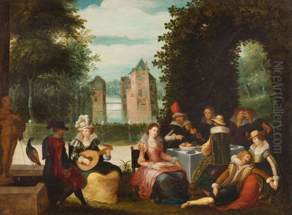 Elegant music making company in a park - view 1