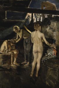 In the Sauna by Akseli Valdemar Gallen-Kallela
