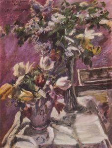 Lilac and tulips by Lovis (Franz Heinrich Louis) Corinth