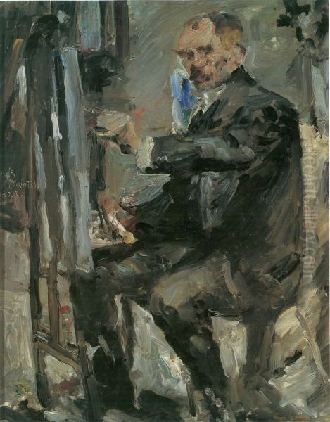 Self-portrait in front of the easel - view 1