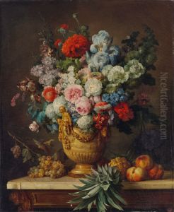 Still Life with Flowers in an Alabaster Vase and Fruit by Anne Vallayer-Coster