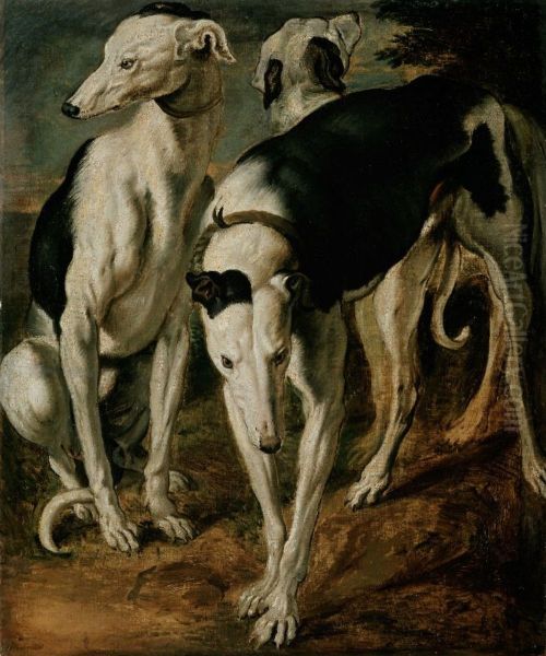 Three greyhounds - view 1
