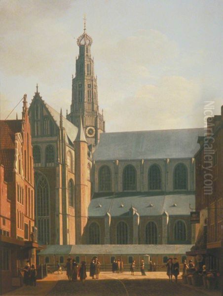 The Smedestraat with a View of the Grote Markt and St Bavo's Church, Haarlem, Holland - view 1