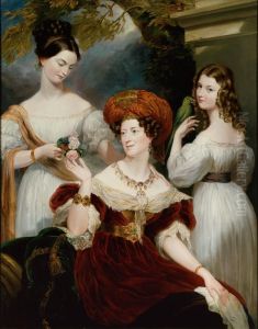 Elizabeth Stuart (d.1867), Lady Stuart de Rothesay, and Her Daughters, Charlotte (1817-1861) (Later Countess Canning), and Louisa (1818-1891) (Later Marchioness of Waterford) by George Hayter