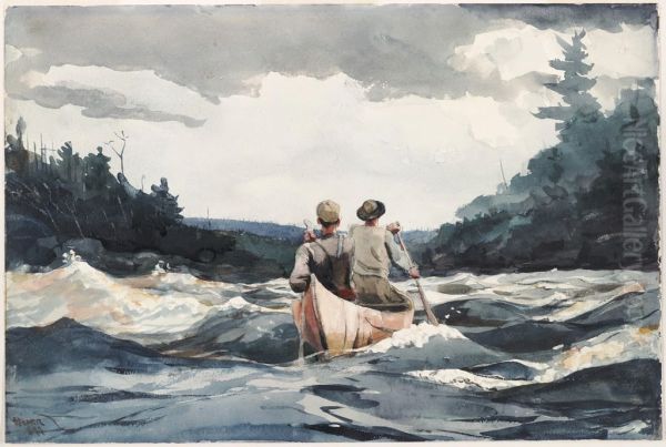 Canoe in Rapids - view 1