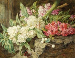 Flower Study with a Butterfly by Annie Feray Mutrie