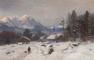 A hunter at a mountain settlement. by Anders Andersen-Lundby