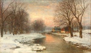A winter evening near Munich. by Anders Andersen-Lundby