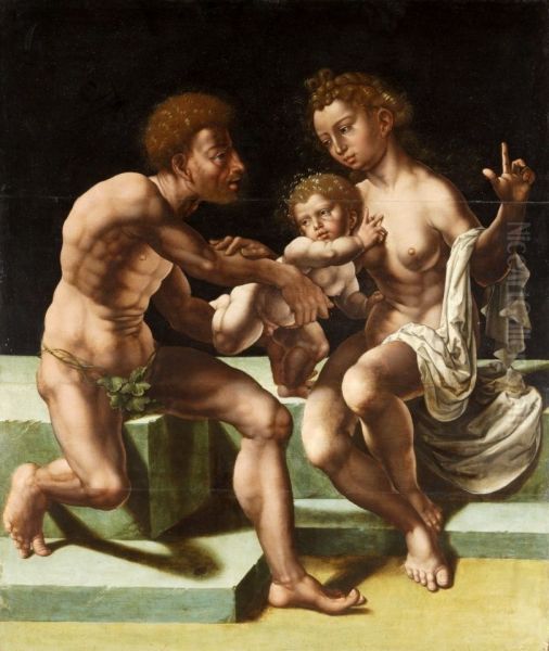 Peleus and Thetis with the young Achilles. - view 1