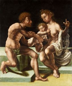 Peleus and Thetis with the young Achilles.