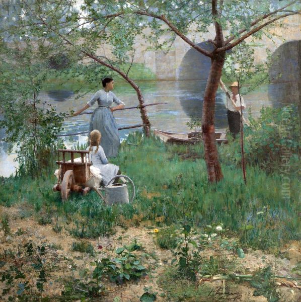 Under the Cherry Tree (previously known as 'On the Loing, an Afternoon Chat') - view 1