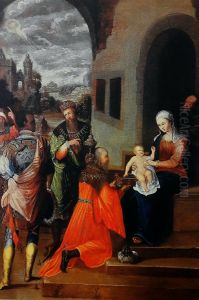 Adoration of the Magi. by Georg Pencz