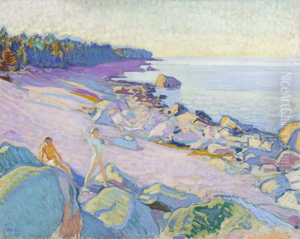Poikia rannalla - view 1