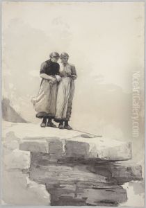 Two Girls on a Cliff by Winslow Homer