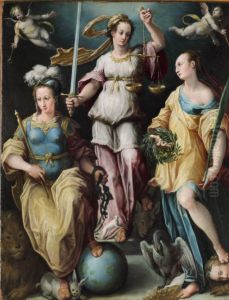 Allegory with Justitia, Temperentia and Victoria or Liberalitas by Stradanus